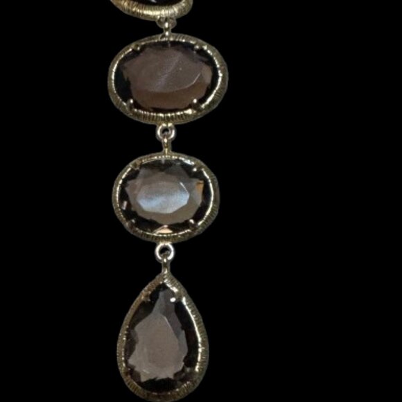 Smoky Quartz Drop Long Earrings | Gold over Sterling Silver | NWT - Picture 8 of 10